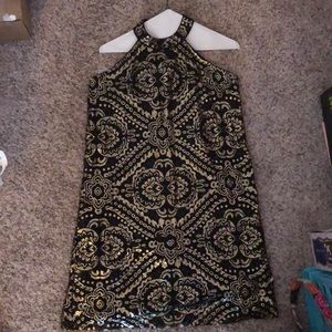 Black and Gold Cocktail Party Dress